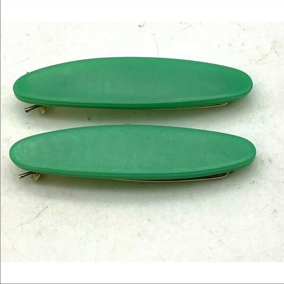 Vintage Accessories - Vintage Hair Barrettes Clips Kelly Green 50s 70s 80s Retro